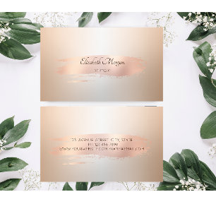 Tarjeta De Visita Elegante Moderno, Trazo de Pincel Rosa Dorado
