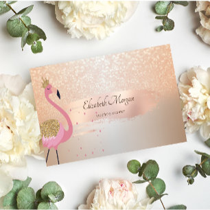 Tarjeta De Visita Elegante Moderno, Trazo de Pincel Rosa Dorado, Fla