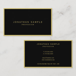 Tarjeta De Visita Elegante Moderno Ultra Grueso Lujo Negro Y Dorado