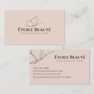 Tarjeta De Visita Elegante Moderno y suave mariposa Rubor Belleza mo