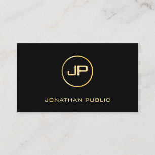 Tarjeta De Visita Elegante Momograma Gold Texto profesional moderno