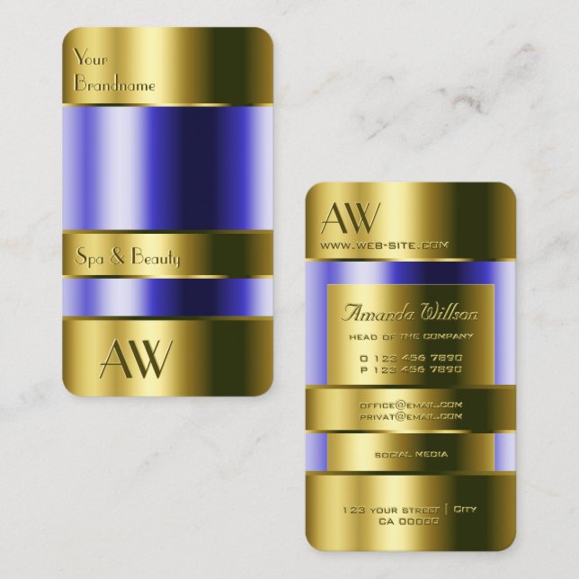 Tarjeta De Visita Elegante Monograma 3D de Fluidos Ópticos de Glass  (Anverso / Reverso)