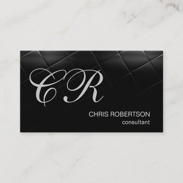 Tarjeta De Visita Elegante Monograma Black Consultant Business Card (Anverso)