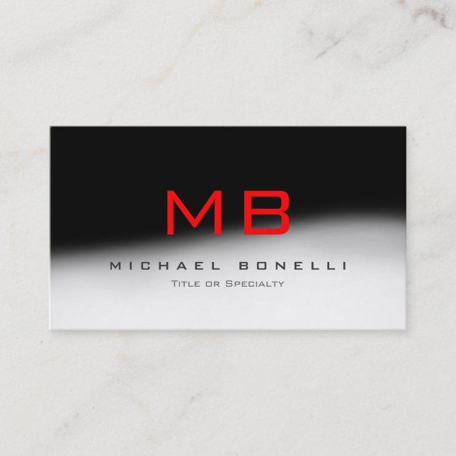 Tarjeta De Visita Elegante Monograma Black Red Trendy Business Card (Anverso)