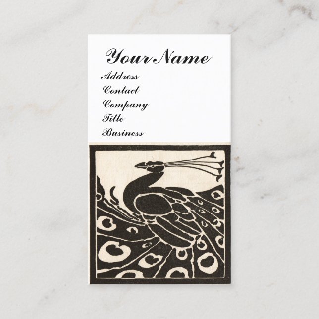 TARJETA DE VISITA ELEGANTE MONOGRAMA BLANCO NEGRO DE PIEL (Anverso)