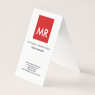 Tarjeta De Visita Elegante Monograma Blanco Rojo de Calidad