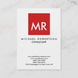 Tarjeta De Visita Elegante Monograma Blanco Rojo de Calidad