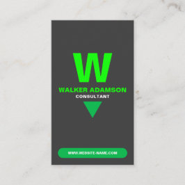 Tarjeta De Visita Elegante Monograma (Código QR) Verde y Negro Mate