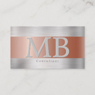 Tarjeta De Visita Elegante Monograma de bricolaje, oro Rosa y acero 