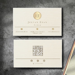 Tarjeta De Visita Elegante Monograma de Círculo Brillante de Oro de 