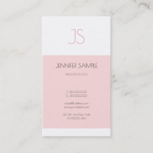 Tarjeta De Visita Elegante Monograma de Diseño Esbelto Rosa Llano