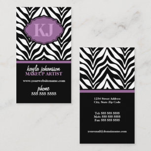 Tarjeta De Visita Elegante Monograma de Estampado de Cebra
