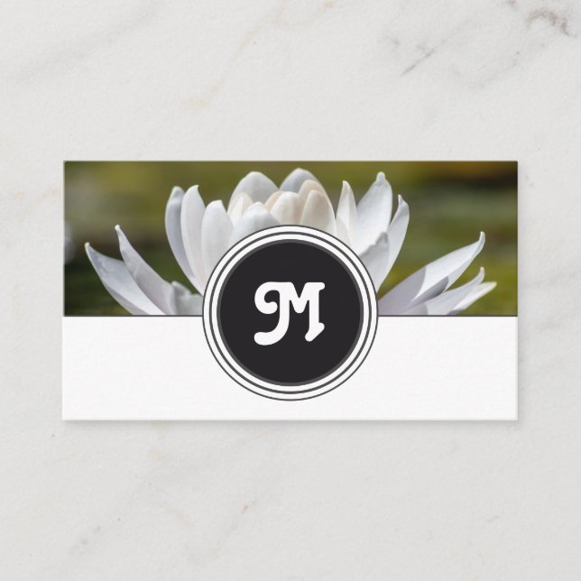 Tarjeta De Visita Elegante monograma de la floristería del lirio de  (Anverso)