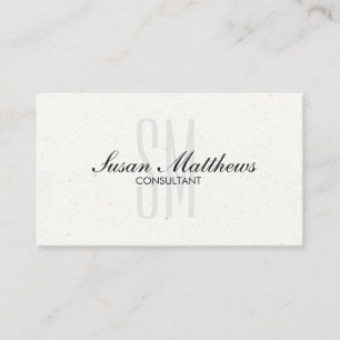 Tarjeta De Visita Elegante Monograma de Letra Simple Blanco Moderno