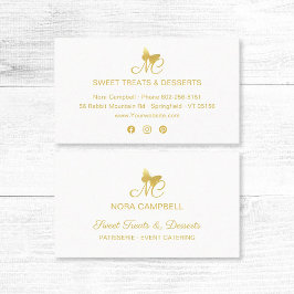 Tarjeta De Visita Elegante monograma de mariposa dorada medios socia