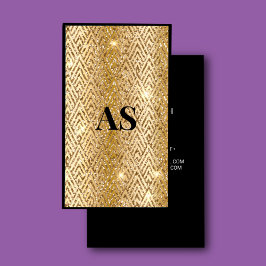 Tarjeta De Visita Elegante monograma de mármol purpurina de imitació