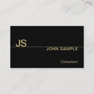 Tarjeta De Visita Elegante Monograma de Oro Negro Profesional Lujo