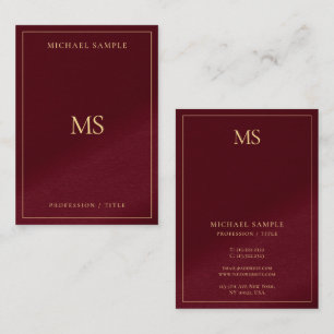 Tarjeta De Visita Elegante Monograma de Oro Profesional Premium Grue