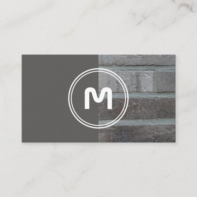 Tarjeta De Visita Elegante monograma de pared de ladrillo gris de do (Anverso)