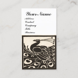TARJETA DE VISITA ELEGANTE MONOGRAMA DE PAVO REAL BLANCO NEGRO
