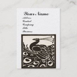 Tarjeta De Visita ELEGANTE MONOGRAMA DE PAVO REAL BLANCO NEGRO Perla