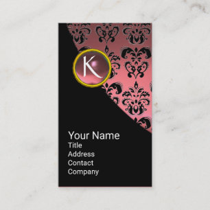 TARJETA DE VISITA ELEGANTE MONOGRAMA DE PIEDRA DE ORO NEGRO ROJO