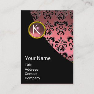 TARJETA DE VISITA ELEGANTE MONOGRAMA DE PIEDRA DE ORO NEGRO ROJO
