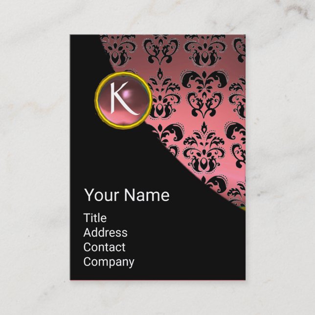 TARJETA DE VISITA ELEGANTE MONOGRAMA DE PIEDRA DE ORO NEGRO ROJO (Anverso)