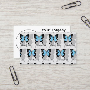 Tarjeta De Visita Elegante Monograma de Sombra de Mariposa con Fondo