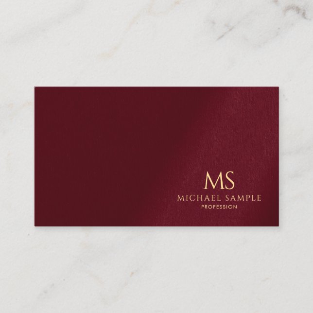 Tarjeta De Visita Elegante Monograma de Texto Dorado Profesional de  (Anverso)