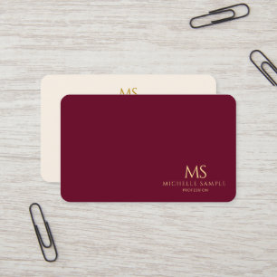 Tarjeta De Visita Elegante Monograma de Texto Dorado Profesional Sed