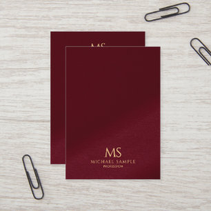 Tarjeta De Visita Elegante Monograma de Texto Dorado Vertical Tamaño