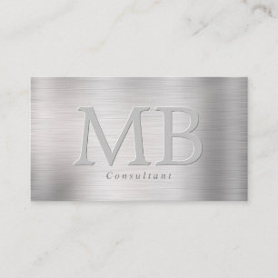 Tarjeta De Visita Elegante Monograma DIY, Acero Cepillado