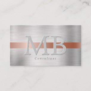 Tarjeta De Visita Elegante Monograma DIY Rosa Dorado y Acero Cepilla