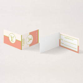 Tarjeta De Visita Elegante Monograma Doble Rosa Salmón