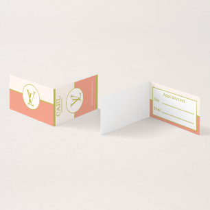 Tarjeta De Visita Elegante Monograma Doble Rosa Salmón