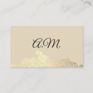 Tarjeta De Visita Elegante Monograma Dorado Floral