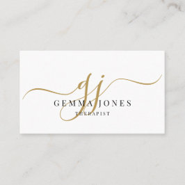 Tarjeta De Visita Elegante Monograma Dorado Nombre de Firma de Terap