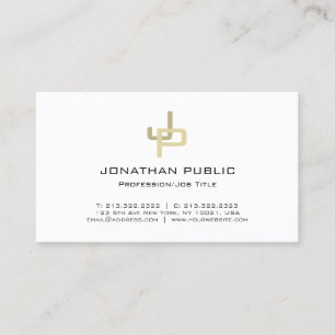 Tarjeta De Visita Elegante Monograma Dorado Profesional Moderno Simp