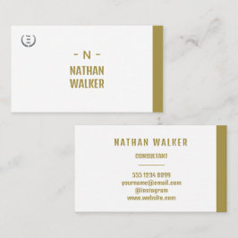 Tarjeta De Visita Elegante Monograma Dorado y Gris I Minimalista Ele