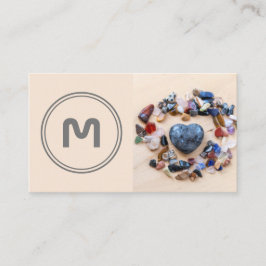 Tarjeta De Visita Elegante monograma dos tonalidades pequeñas gemas 