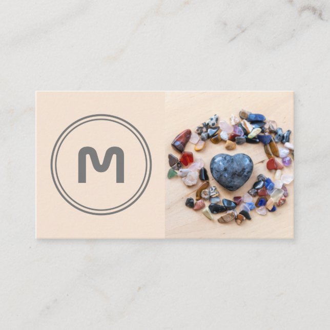 Tarjeta De Visita Elegante monograma dos tonalidades pequeñas gemas  (Anverso)