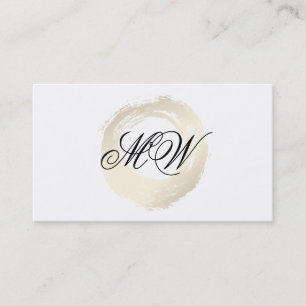 Tarjeta De Visita Elegante Monograma Fancy Brushed Platinum