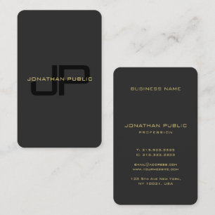 Tarjeta De Visita Elegante Monograma Faux Gold Textos Tamaño del océ