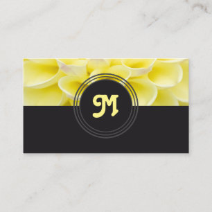 Tarjeta De Visita Elegante monograma florista amarilla florida gris