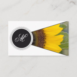 Tarjeta De Visita Elegante monograma florista amarillo de girasol bl
