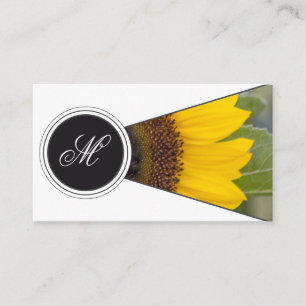 Tarjeta De Visita Elegante monograma florista amarillo de girasol bl
