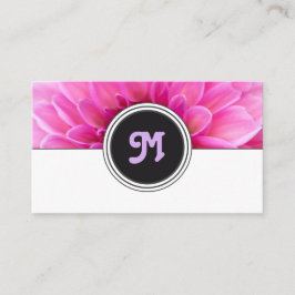 Tarjeta De Visita Elegante monograma florista rosa florido gris blan