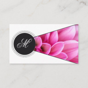 Tarjeta De Visita Elegante monograma florista rosa florido gris blan