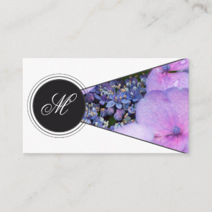 Tarjeta De Visita Elegante monograma florista rosa florido gris blan
